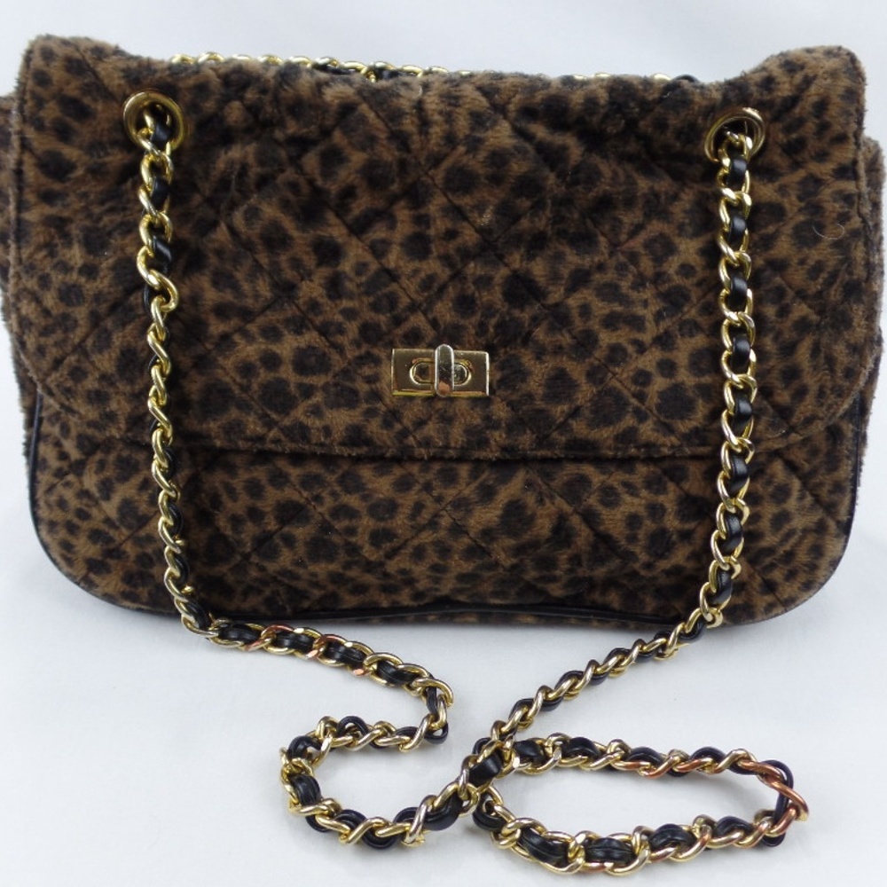 Courage B Leopard Print Fuzzy Purse - image 1